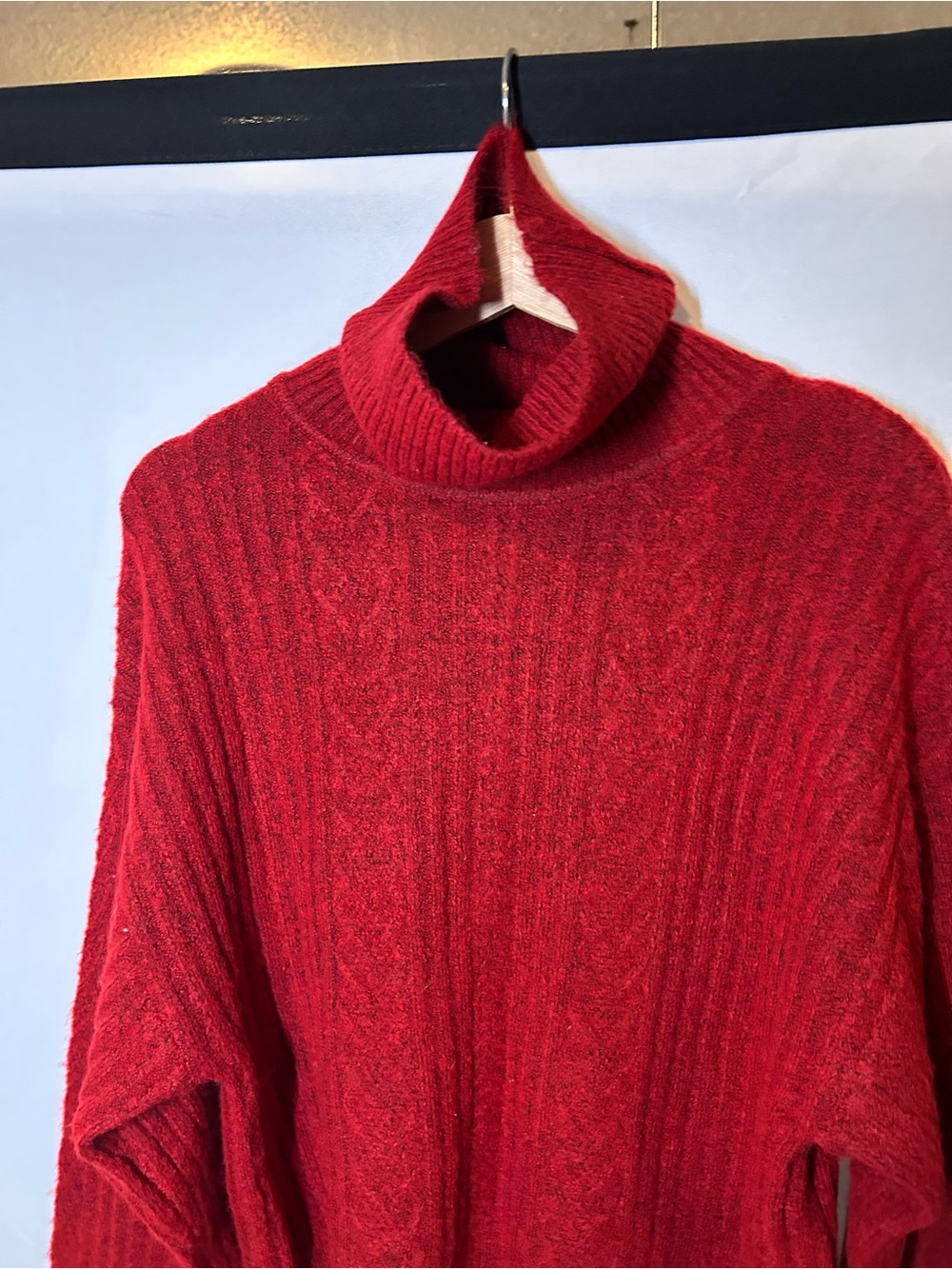 Buffalo David Bitton Red Cable Knit Turtleneck Sweater - Size S - Picture 3 of 7